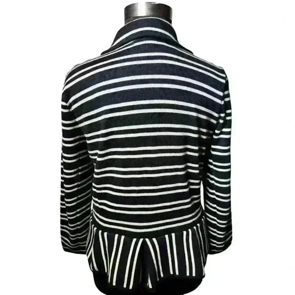 Style&Co Women's Striped Button Front Ruffle Hem Collared Blazer Jacket Size XL - Picture 7 of 10